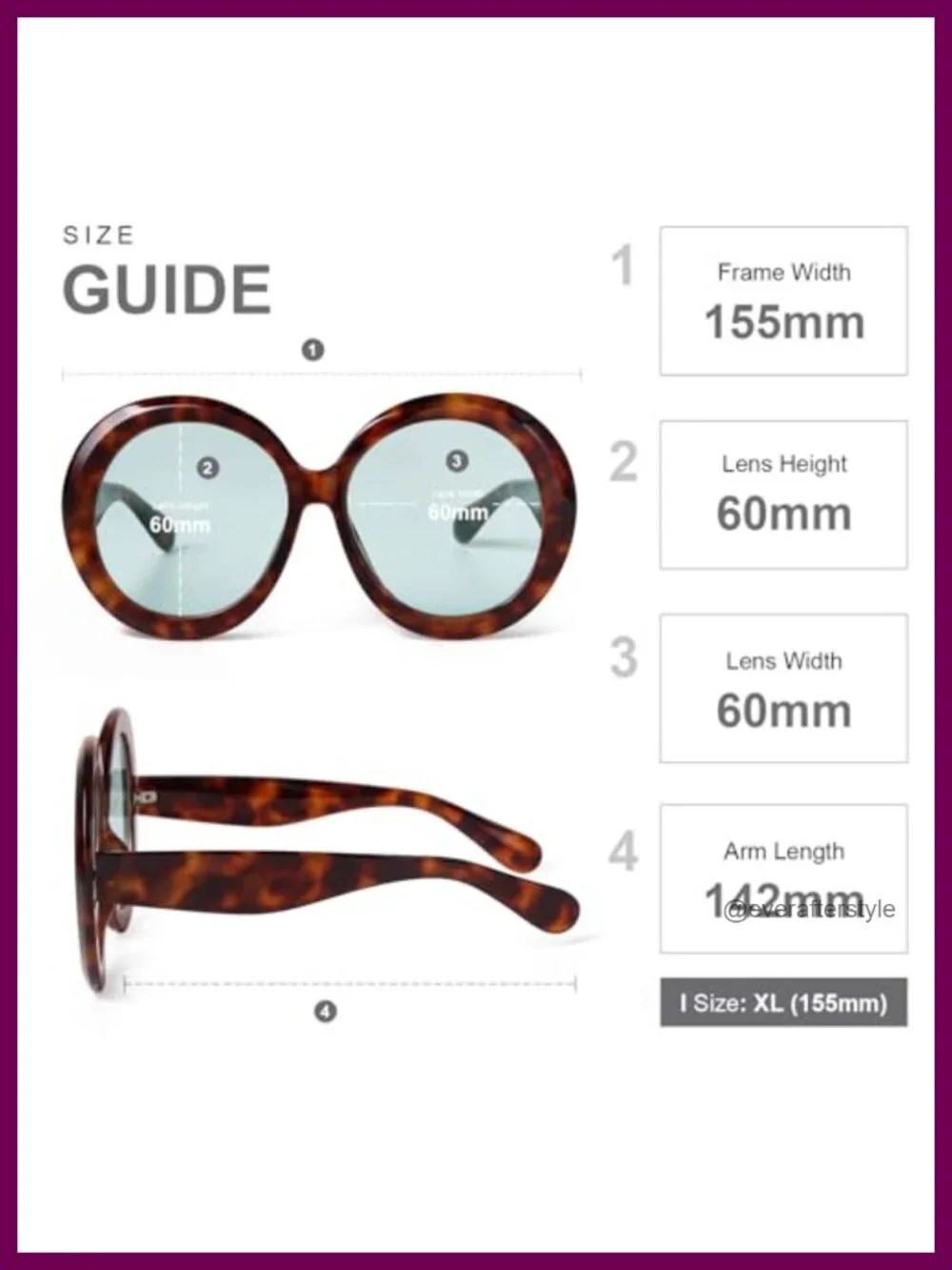 Oversized Round Sunglasses UV400 Plastic Frame Retro Goggle Style